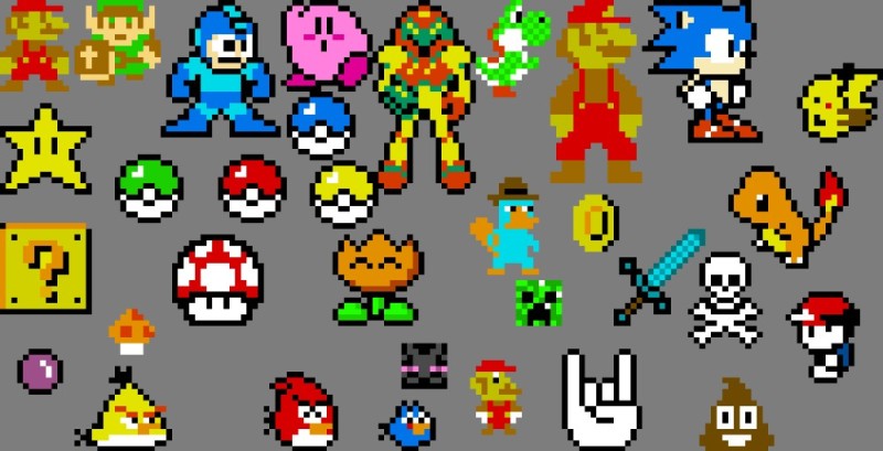 Create meme: pixel art characters, mario pixel game, mario pixel game