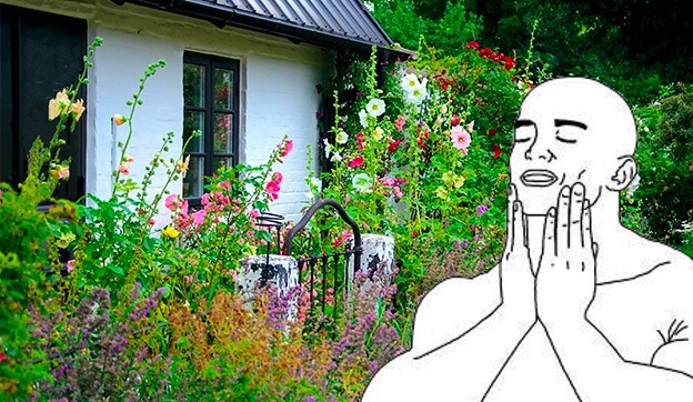 Создать мем: клумбы для дачи, touch grass, rumah sederhana