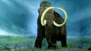 Create meme: extinct animals, the skeleton of a mammoth, prehistoric world