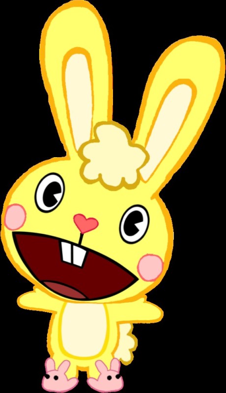 Создать мем: жёлтый заяц happy tree friends, happy tree friends жёлтый кролик, хэппи три френдс