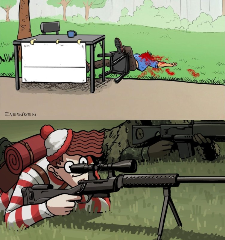 Create meme: sniper meme, American memes, Waldo the sniper