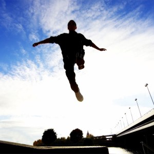 Create meme: jumping man, parkour