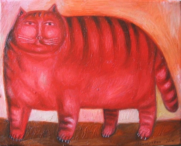 Create meme: red cat, painting kotism, cat 