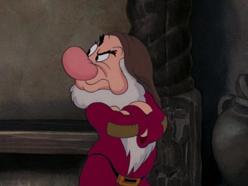 Create meme: grumpy dwarf, dwarf grumpy from snow white, Gnome Grumbler Disney