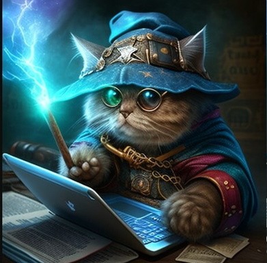 Create meme: cat wizard , the cat is a scientist, cat 