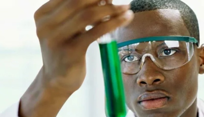 Create meme: a negro with a test tube, a negro scientist with a test tube, finally 