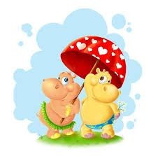 Create meme: Hippo , hippo with an umbrella, hippo under an umbrella