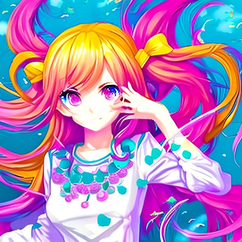 Create meme: anime with rainbow hair, anime , arts anime