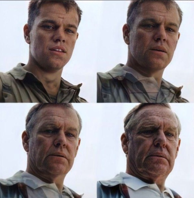 Create meme: Matt Damon meme, meme an aging Matt Damon, Matt Damon saving private Ryan