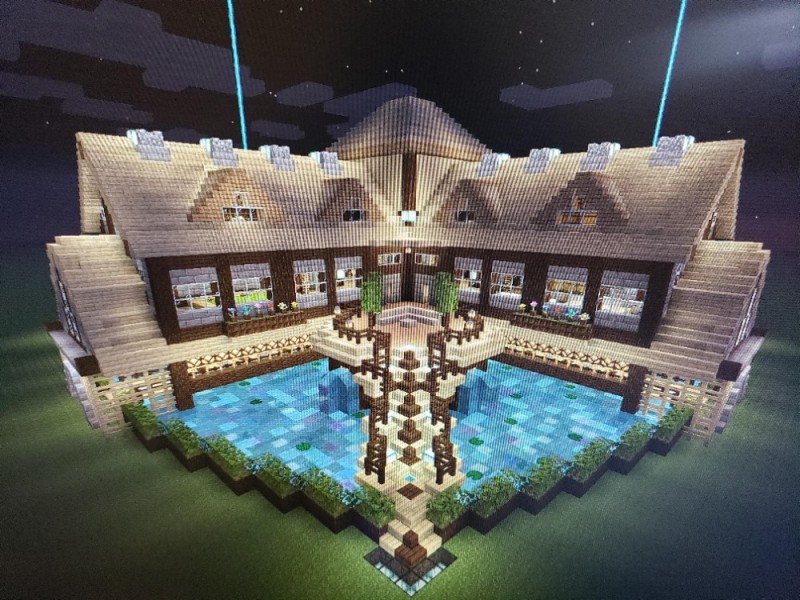 Create meme: beautiful house in minecraft, minecraft big house, minecraft mansion