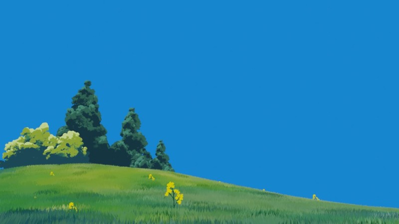 Создать мем: хаяо миядзаки, картины поле небо минимализм, миядзаки пейзажи