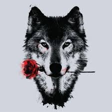 Создать мем: wolf tattoo, волк с розой арт png, волк эскиз реализм
