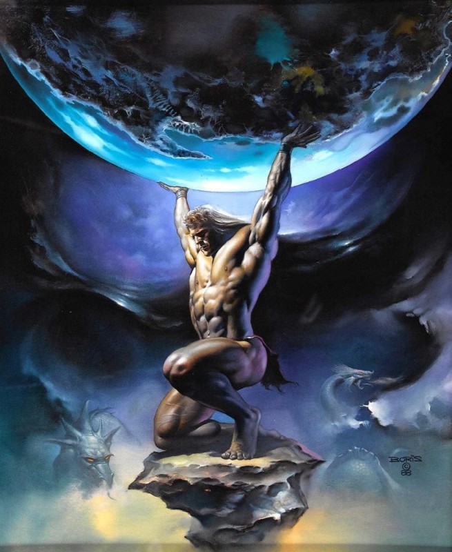 Create meme: Atlas mythology, Boris Vallejo, atlant titan