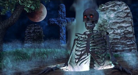 Создать мем: скелет в лесу, скелет кости, хэллоуин скелет