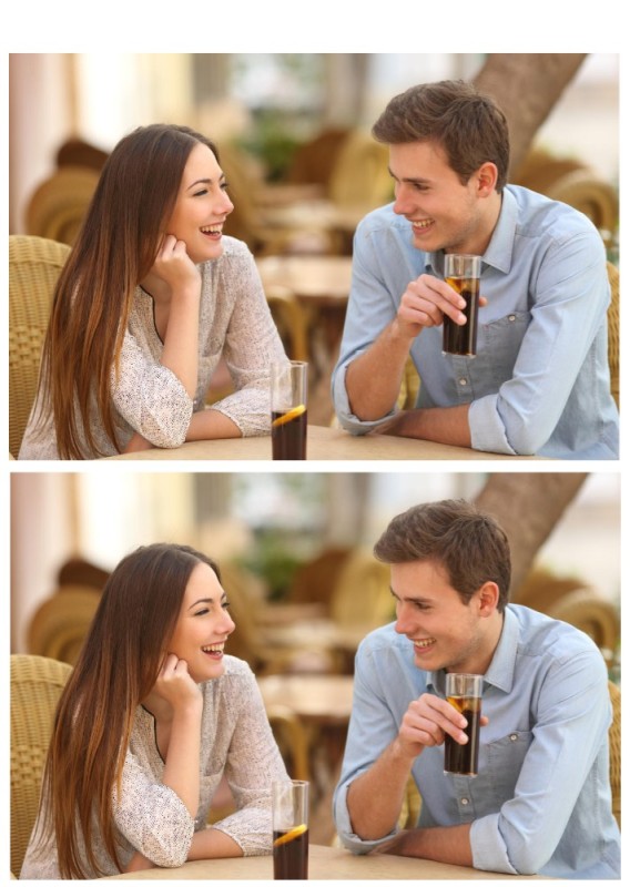 Create meme: a guy and a girl are talking, first date she him, relationship 