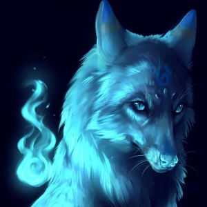 Создать мем: fantasy wolf, белая волчица, волк голубой