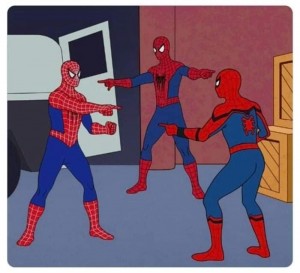 Создать мем: человек паук и человек паук мем, человек паук мем, 2 человека паука мем