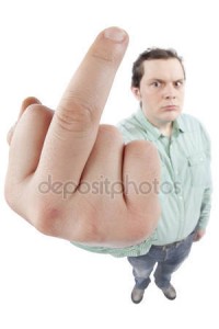 Создать мем: человек показывает средний палец, человек, палец