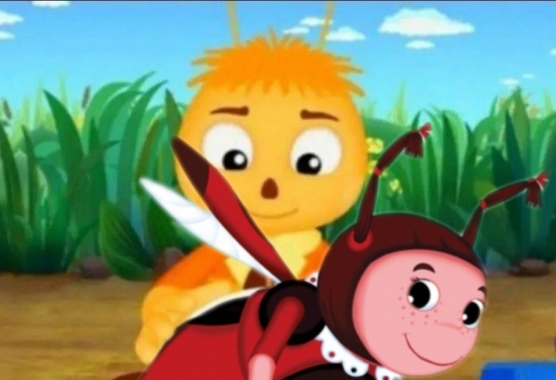 Создать мем: пчелёнок из лунтика, лунтик 331 серия отважный герой, мила и пчеленок из лунтика