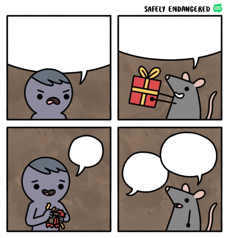 Create meme: The Rat and the Gift comic, immoral black humor, comics 