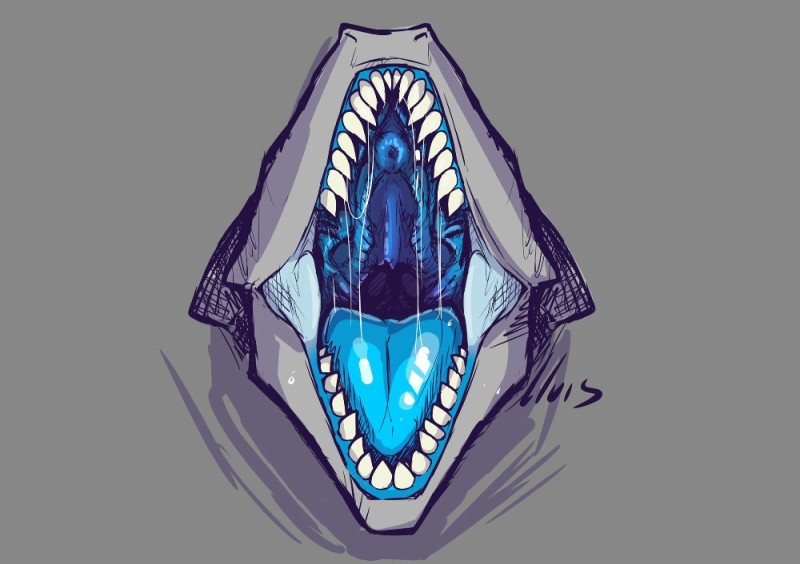 Create meme: shark jaw, shark teeth, anime 