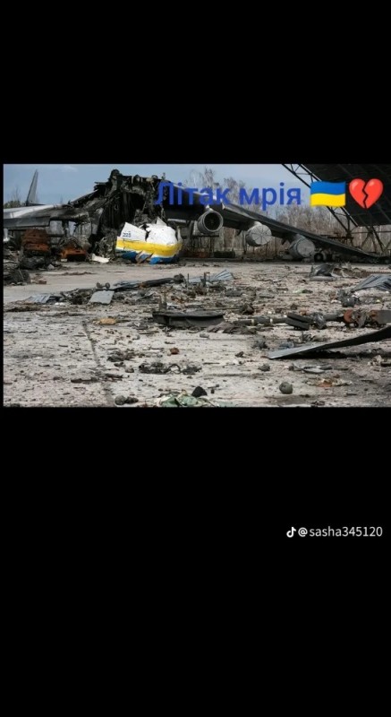 Create meme: an-225 mriya destroyed, the wreckage of the plane, the plane crash