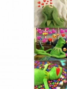Create meme: Kermit pin, Kermit the frog with hearts, kermit