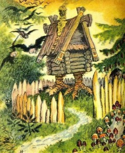 Create meme: the hut of Baba Yaga on swamp drawing, the Prince and the hut on chicken legs, hut on chicken legs