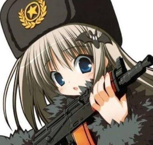 Create meme: anime girls with guns, chan with a machine gun, anime girls with guns