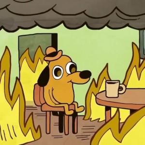 Create meme: dog in heat meme, dog in the burning house