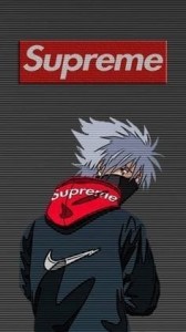 Создать мем: anime supreme, какаси supreme, какаши с белыми крыльями в суприм