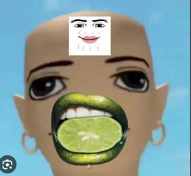 Create meme: lips with fruit, roblox meme, lips with lime