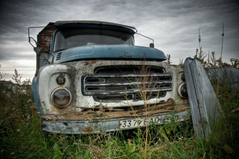 Create meme: zil 130 dump truck abandoned, abandoned zil, zil 130 abandoned