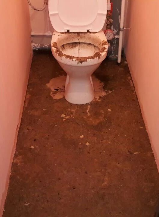 Создать мем: обосраный туалет, унитаз с какашками на стене, пол в туалете
