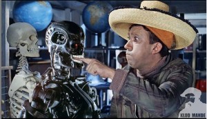 Create meme: robot terminator, back to the future movie 1985