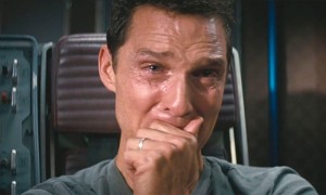 Create meme: Still from the film, McConaughey crying meme, interstellar meme crying