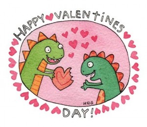 Создать мем: happy valentine s day, влюблённые динозаврики, день святого валентина