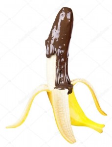 Create meme: chocolate-covered banana art, banana drizzled with chocolate, banana with chocolate-illustration