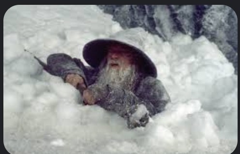 Create meme: Gandalf , the Lord of the rings Gandalf, Gandalf and Frodo in the snowy mountains