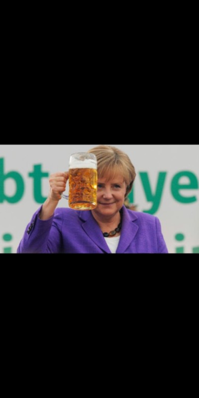 Create meme: Angela Merkel with beer, Angela Merkel , Angela Merkel drinks beer