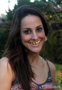 Create meme: gold teeth Tamara can, smile, Girl