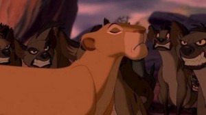Create meme: the lion king, hyena, what would be the hyena you are not surrounded by stay Queen
