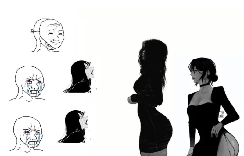 Создать мем: девушка черная, персонаж аниме девушка, рисунки девушек аниме