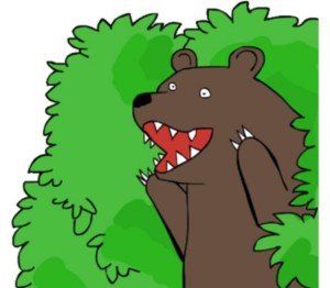 Create meme: meme bear, bear out of the bushes, bear in the bushes