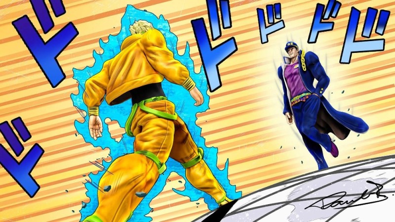 Create meme: Jo Jo and Dio go at each other, Dio and Jotaro go at each other, genshin jojo