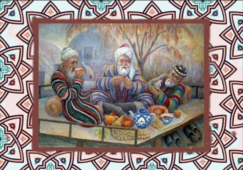 Create meme: uzbek proverbs, uzbek teahouse uzbek national, uzbek tea party