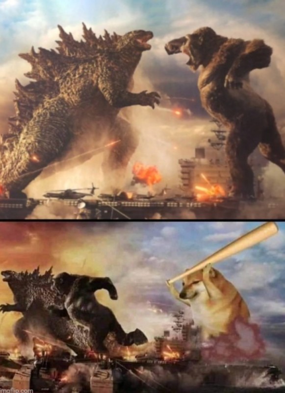 Create meme: Godzilla King Kong, King Kong vs godzilla meme, Godzilla vs king Kong