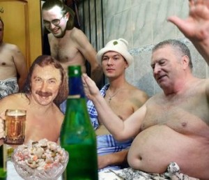 Создать мем: жириновский в сауне, выпьем за любовь игорь николаев, жириновский в бане