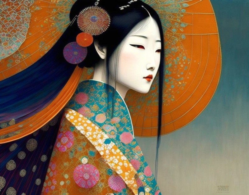 Создать мем: японская живопись гейши geisha art гейша иллюстрация japanese art, японское искусство, современная японская живопись творчество кавабата