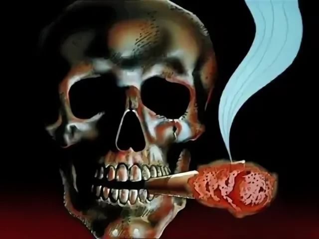 Create meme: skull with cigar, skull with cigarette, the skull smokes